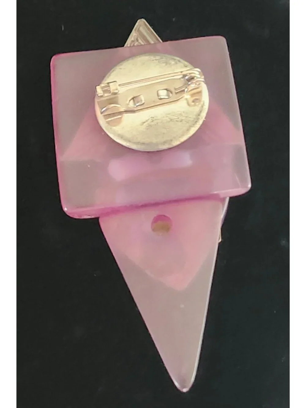 Vintage Layered Geometric Modernist Acrylic Brooch Mixed Metal Accents